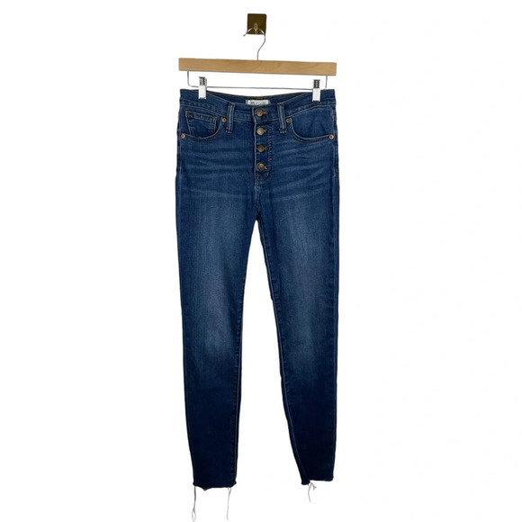 Madewell 9’’ Mid-Rise Skinny Button Front Jeans in Blue Size 26 - Picture 4 of 10